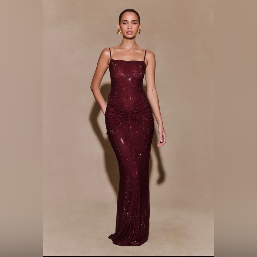 Meshki Burgundy Sequin Maxi Dress